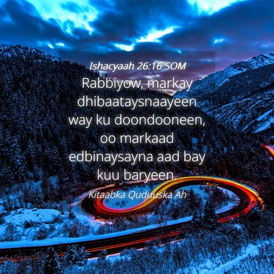 Picture 04 - Ishacyaah 26:16 SOM - Rabbiyow, markay dhibaataysnaayeen way ku - Bible Verse Picture