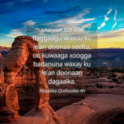 Picture 04 - Ishacyaah 3:25 SOM - Raggaagu wuxuu ku le'an doonaa seefta, oo kuwaaga - Bible Verse Picture
