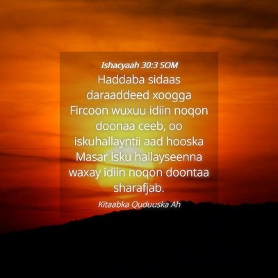 Picture 04 - Ishacyaah 30:3 SOM - Haddaba sidaas daraaddeed xoogga Fircoon wuxuu - Bible Verse Picture