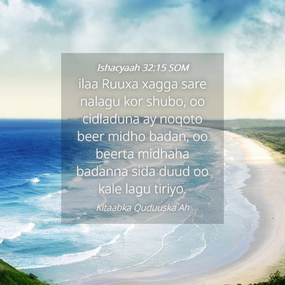Picture 04 - Ishacyaah 32:15 SOM - ilaa Ruuxa xagga sare nalagu kor shubo, oo - Bible Verse Picture