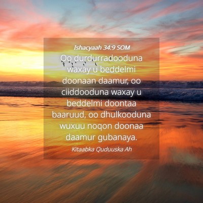 Picture 04 - Ishacyaah 34:9 SOM - Oo durdurradooduna waxay u beddelmi doonaan - Bible Verse Picture