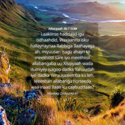 Picture 04 - Ishacyaah 36:7 SOM - Laakiinse haddaad igu tidhaahdid, Waxaannu isku - Bible Verse Picture