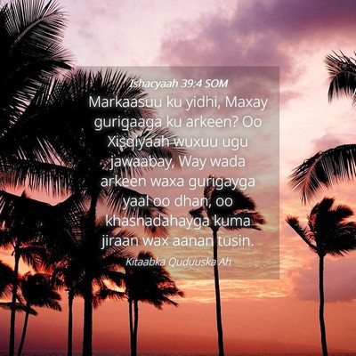 Picture 04 - Ishacyaah 39:4 SOM - Markaasuu ku yidhi, Maxay gurigaaga ku arkeen? Oo - Bible Verse Picture