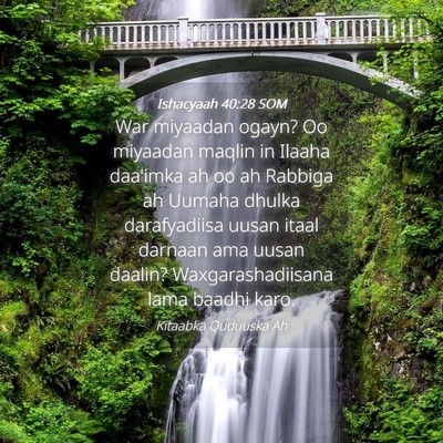 Picture 04 - Ishacyaah 40:28 SOM - War miyaadan ogayn? Oo miyaadan maqlin in Ilaaha - Bible Verse Picture
