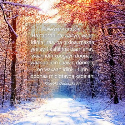 Picture 04 - Ishacyaah 41:10 SOM - Ha cabsanina, waayo, waan idinla jiraa, ha - Bible Verse Picture
