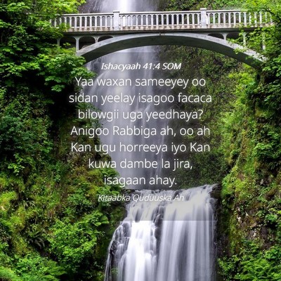 Picture 04 - Ishacyaah 41:4 SOM - Yaa waxan sameeyey oo sidan yeelay isagoo facaca - Bible Verse Picture