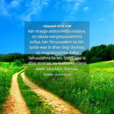 Picture 04 - Ishacyaah 44:26 SOM - kan erayga addoonkiisa xaqiijiya, oo talada - Bible Verse Picture