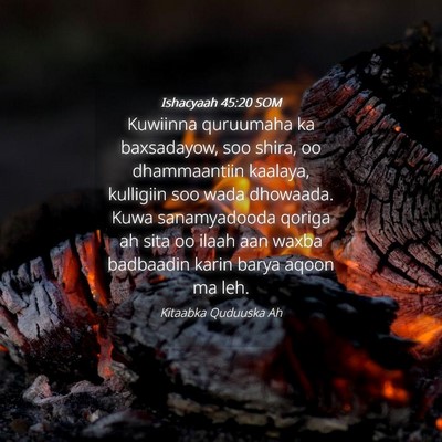 Picture 04 - Ishacyaah 45:20 SOM - Kuwiinna quruumaha ka baxsadayow, soo shira, oo - Bible Verse Picture