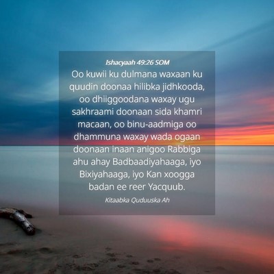 Picture 04 - Ishacyaah 49:26 SOM - Oo kuwii ku dulmana waxaan ku quudin doonaa - Bible Verse Picture