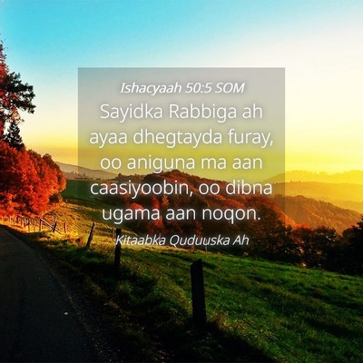Picture 04 - Ishacyaah 50:5 SOM - Sayidka Rabbiga ah ayaa dhegtayda furay, oo - Bible Verse Picture