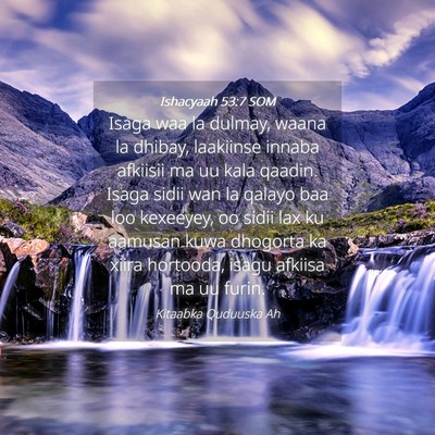 Picture 04 - Ishacyaah 53:7 SOM - Isaga waa la dulmay, waana la dhibay, laakiinse - Bible Verse Picture