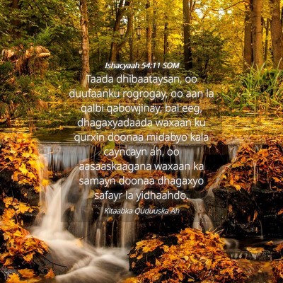 Picture 04 - Ishacyaah 54:11 SOM - Taada dhibaataysan, oo duufaanku rogrogay, oo aan - Bible Verse Picture