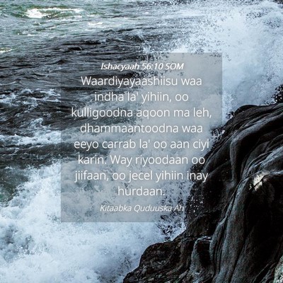 Picture 04 - Ishacyaah 56:10 SOM - Waardiyayaashiisu waa indha la' yihiin, oo - Bible Verse Picture