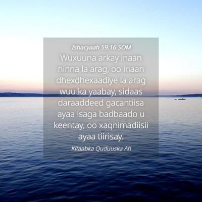 Picture 04 - Ishacyaah 59:16 SOM - Wuxuuna arkay inaan ninna la arag, oo inaan - Bible Verse Picture