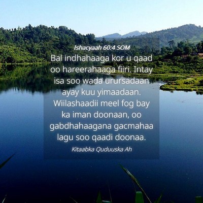 Picture 04 - Ishacyaah 60:4 SOM - Bal indhahaaga kor u qaad oo hareerahaaga fiiri. - Bible Verse Picture