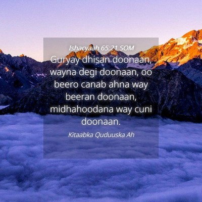 Picture 04 - Ishacyaah 65:21 SOM - Guryay dhisan doonaan, wayna degi doonaan, oo - Bible Verse Picture