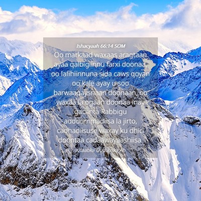 Picture 04 - Ishacyaah 66:14 SOM - Oo markaad waxaas aragtaan ayaa qalbigiinnu farxi - Bible Verse Picture