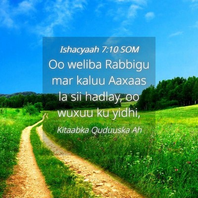 Picture 04 - Ishacyaah 7:10 SOM - Oo weliba Rabbigu mar kaluu Aaxaas la sii hadlay, - Bible Verse Picture