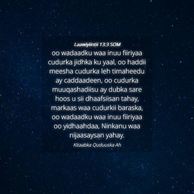 Picture 04 - Laawiyiintii 13:3 SOM - oo wadaadku waa inuu fiiriyaa cudurka jidhka ku - Bible Verse Picture