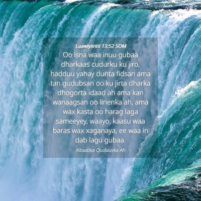 Picture 04 - Laawiyiintii 13:52 SOM - Oo isna waa inuu gubaa dharkaas cudurku ku jiro, - Bible Verse Picture
