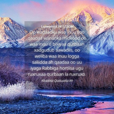 Picture 04 - Laawiyiintii 14:12 SOM - Oo wadaadku waa inuu soo qaadaa wananka midkood - Bible Verse Picture