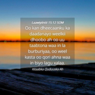 Picture 04 - Laawiyiintii 15:12 SOM - Oo kan dheecaanku ka daadanayo weelkii dhoobo ah - Bible Verse Picture
