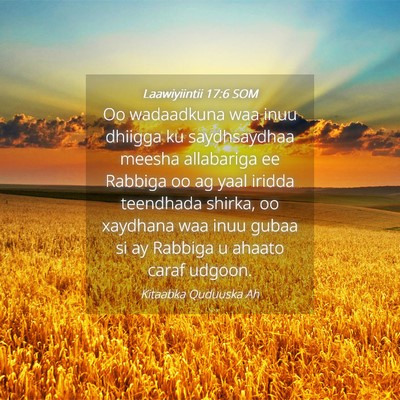 Picture 04 - Laawiyiintii 17:6 SOM - Oo wadaadkuna waa inuu dhiigga ku saydhsaydhaa - Bible Verse Picture