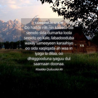 Picture 04 - Laawiyiintii 20:13 SOM - Oo haddii nin nin kaleeto ula seexdo sida dumarka - Bible Verse Picture