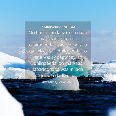 Picture 04 - Laawiyiintii 20:18 SOM - Oo haddii nin la seexdo naag xayl qabta, oo uu - Bible Verse Picture