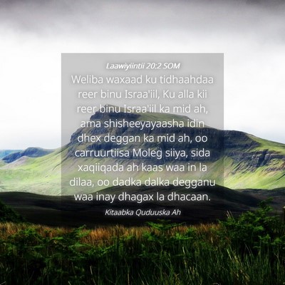 Picture 04 - Laawiyiintii 20:2 SOM - Weliba waxaad ku tidhaahdaa reer binu Israa'iil, - Bible Verse Picture
