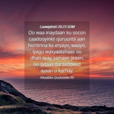 Picture 04 - Laawiyiintii 20:23 SOM - Oo waa inaydaan ku socon caadooyinkii quruuntii - Bible Verse Picture