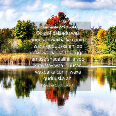 Picture 04 - Laawiyiintii 22:10 SOM - Oo qof qalaadu waa inuusan waxba ka cunin waxa - Bible Verse Picture