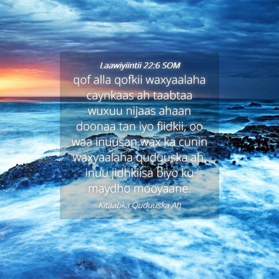 Picture 04 - Laawiyiintii 22:6 SOM - qof alla qofkii waxyaalaha caynkaas ah taabtaa - Bible Verse Picture