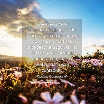 Picture 04 - Laawiyiintii 22:7 SOM - Oo isna markii qorraxdu dhacdo ayuu daahir noqon - Bible Verse Picture