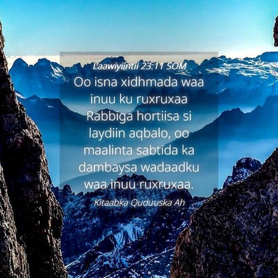 Picture 04 - Laawiyiintii 23:11 SOM - Oo isna xidhmada waa inuu ku ruxruxaa Rabbiga - Bible Verse Picture