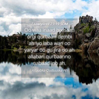 Picture 04 - Laawiyiintii 23:19 SOM - Oo waa inaad bixisaan orgi qurbaan dembi ah iyo - Bible Verse Picture