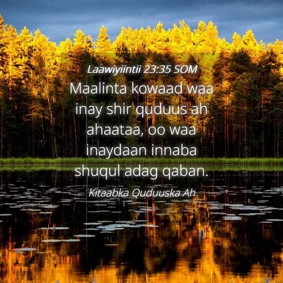 Picture 04 - Laawiyiintii 23:35 SOM - Maalinta kowaad waa inay shir quduus ah ahaataa, - Bible Verse Picture