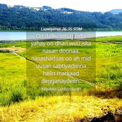 Picture 04 - Laawiyiintii 26:35 SOM - Oo dalku intuu cidla yahay oo dhan wuu iska nasan - Bible Verse Picture