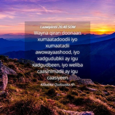 Picture 04 - Laawiyiintii 26:40 SOM - Wayna qiran doonaan xumaatadoodii iyo xumaatadii - Bible Verse Picture