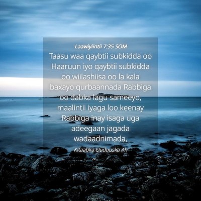 Picture 04 - Laawiyiintii 7:35 SOM - Taasu waa qaybtii subkidda oo Haaruun iyo qaybtii - Bible Verse Picture
