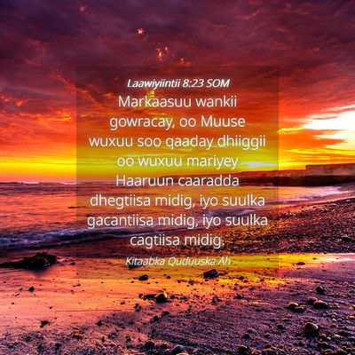 Picture 04 - Laawiyiintii 8:23 SOM - Markaasuu wankii gowracay, oo Muuse wuxuu soo - Bible Verse Picture