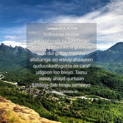 Picture 04 - Laawiyiintii 8:28 SOM - Kolkaasaa Muuse gacmahoodii ka qaaday oo wuxuu - Bible Verse Picture