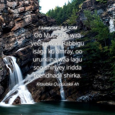Picture 04 - Laawiyiintii 8:4 SOM - Oo Muusena waa yeelay wixii Rabbigu isaga ku - Bible Verse Picture
