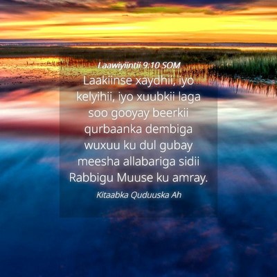 Picture 04 - Laawiyiintii 9:10 SOM - Laakiinse xaydhii, iyo kelyihii, iyo xuubkii laga - Bible Verse Picture