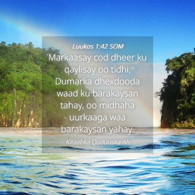 Picture 04 - Luukos 1:42 SOM - Markaasay cod dheer ku qaylisay oo tidhi, Dumarka - Bible Verse Picture