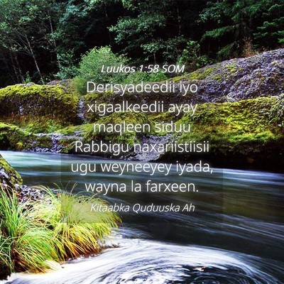 Picture 04 - Luukos 1:58 SOM - Derisyadeedii iyo xigaalkeedii ayay maqleen siduu - Bible Verse Picture