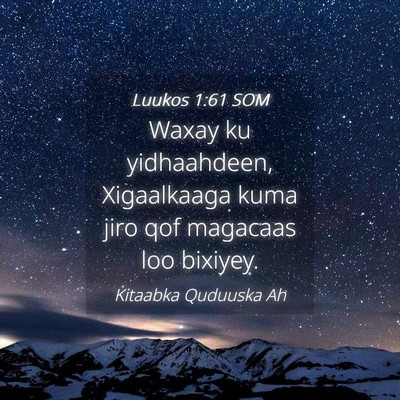 Picture 04 - Luukos 1:61 SOM - Waxay ku yidhaahdeen, Xigaalkaaga kuma jiro qof - Bible Verse Picture