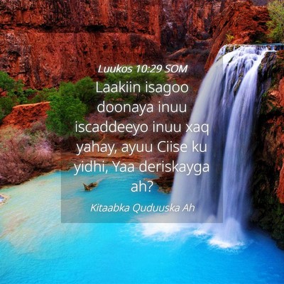 Picture 04 - Luukos 10:29 SOM - Laakiin isagoo doonaya inuu iscaddeeyo inuu xaq - Bible Verse Picture