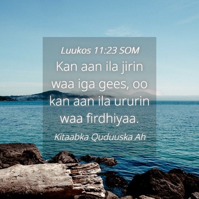 Picture 04 - Luukos 11:23 SOM - Kan aan ila jirin waa iga gees, oo kan aan ila - Bible Verse Picture