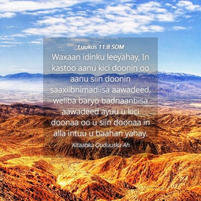 Picture 04 - Luukos 11:8 SOM - Waxaan idinku leeyahay, In kastoo aanu kici - Bible Verse Picture